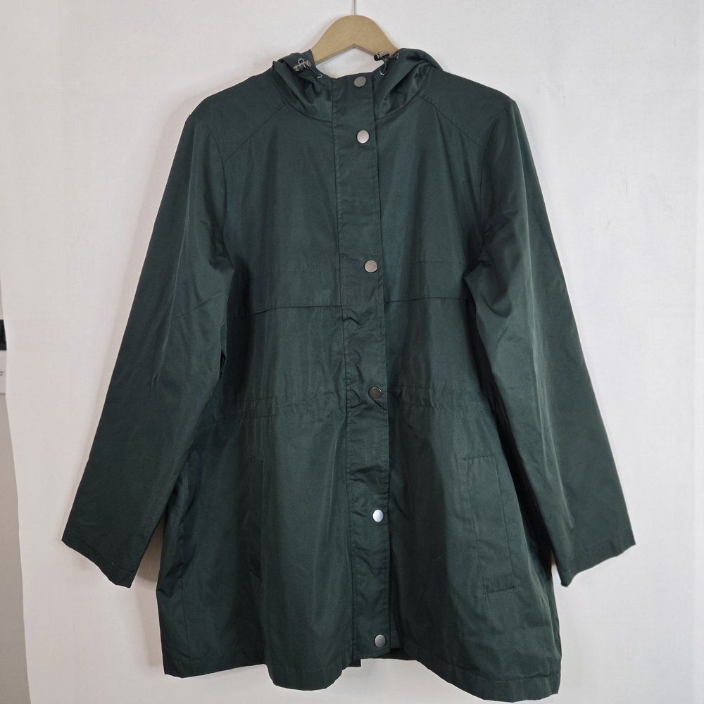 TIME and TRUE Women's Size XL Green Hooded Rain/Trench Jacket - Picture 1 of 13